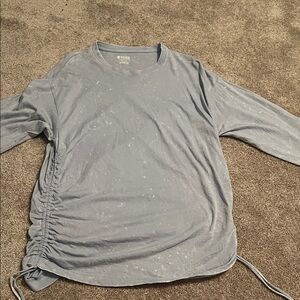 Pink Blue Long Sleeve Ruched Top